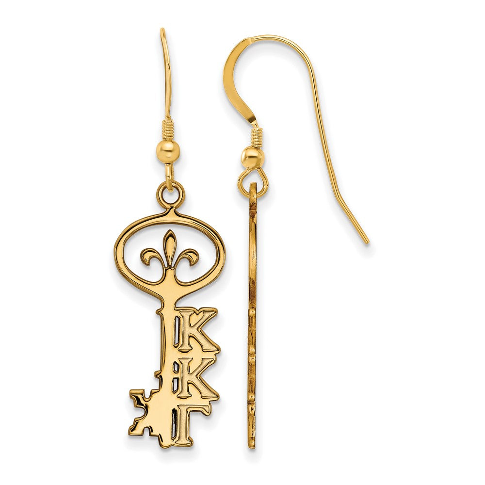 Gold Plated Sterling Silver Logoart Kappa Gamma Sorority Symbol Small Dangle Wire Earrings