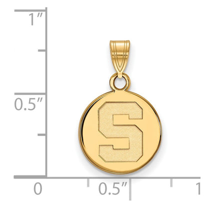 Gold Plated Sterling Silver Logoart Michigan State University Letter S Small Disc Pendant