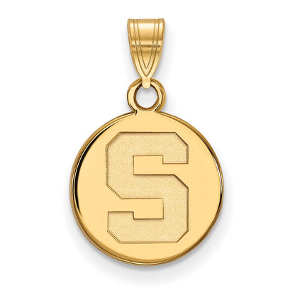 Gold Plated Sterling Silver Logoart Michigan State University Letter S Small Disc Pendant