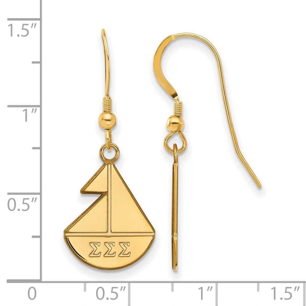Gold Plated Sterling Silver Logoart Sigma Sorority Symbol Small Dangle Wire Earrings