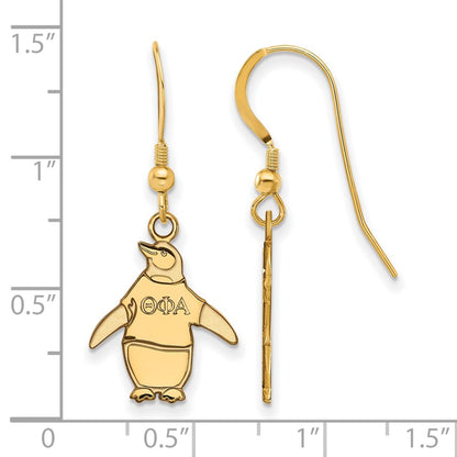 Gold Plated Sterling Silver Logoart Theta Phi Alpha Sorority Symbol Small Dangle Wire Earrings