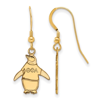 Gold Plated Sterling Silver Logoart Theta Phi Alpha Sorority Symbol Small Dangle Wire Earrings