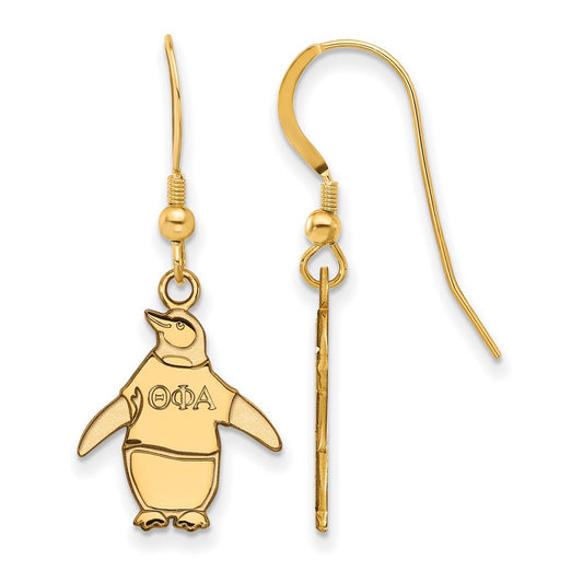 Gold Plated Sterling Silver Logoart Theta Phi Alpha Sorority Symbol Small Dangle Wire Earrings
