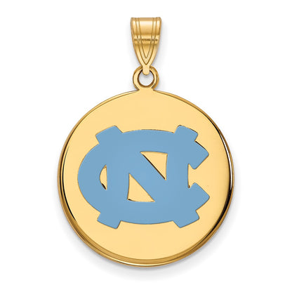 Gold Plated Sterling Silver Logoart University Of North Carolina N C Large Enameled Disc Pendant