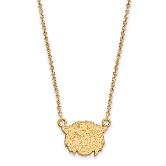 Gold Plated Sterling Silver Logoart Villanova University Wildcat Small Pendant 18 Inch Necklace