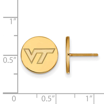 Gold Plated Sterling Silver Logoart Virginia Tech V T Small Disc Earrings