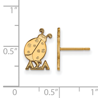 Gold Plated Sterling Silver Logoart Alpha Sigma Sorority Symbol Extra Small Post Earrings