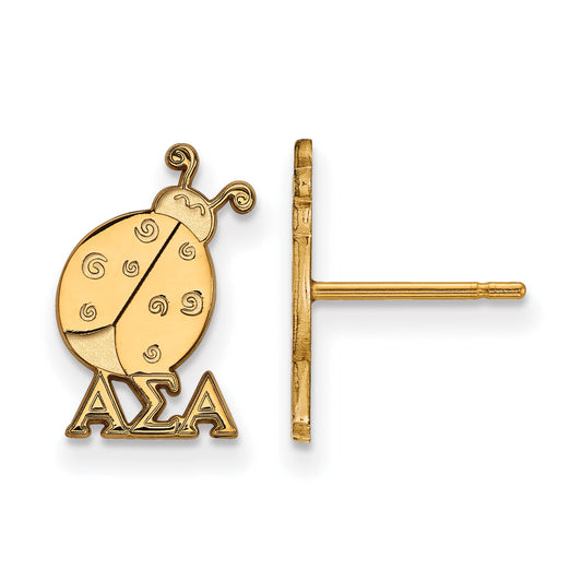 Gold Plated Sterling Silver Logoart Alpha Sigma Sorority Symbol Extra Small Post Earrings