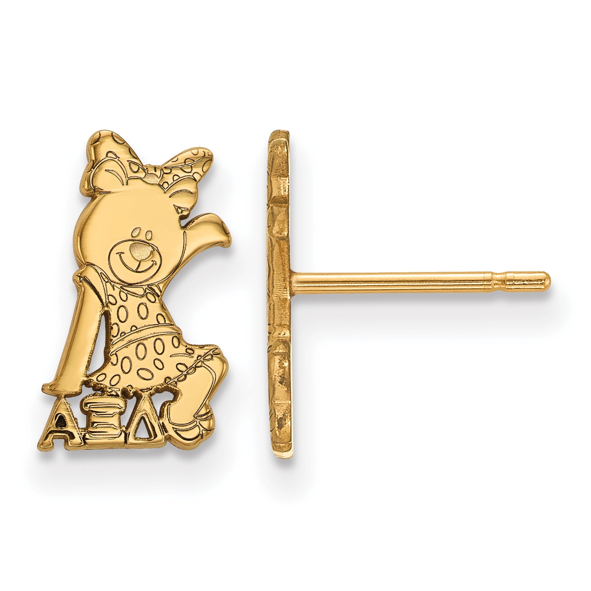 Gold Plated Sterling Silver Logoart Alpha Xi Delta Sorority Symbol Extra Small Post Earrings