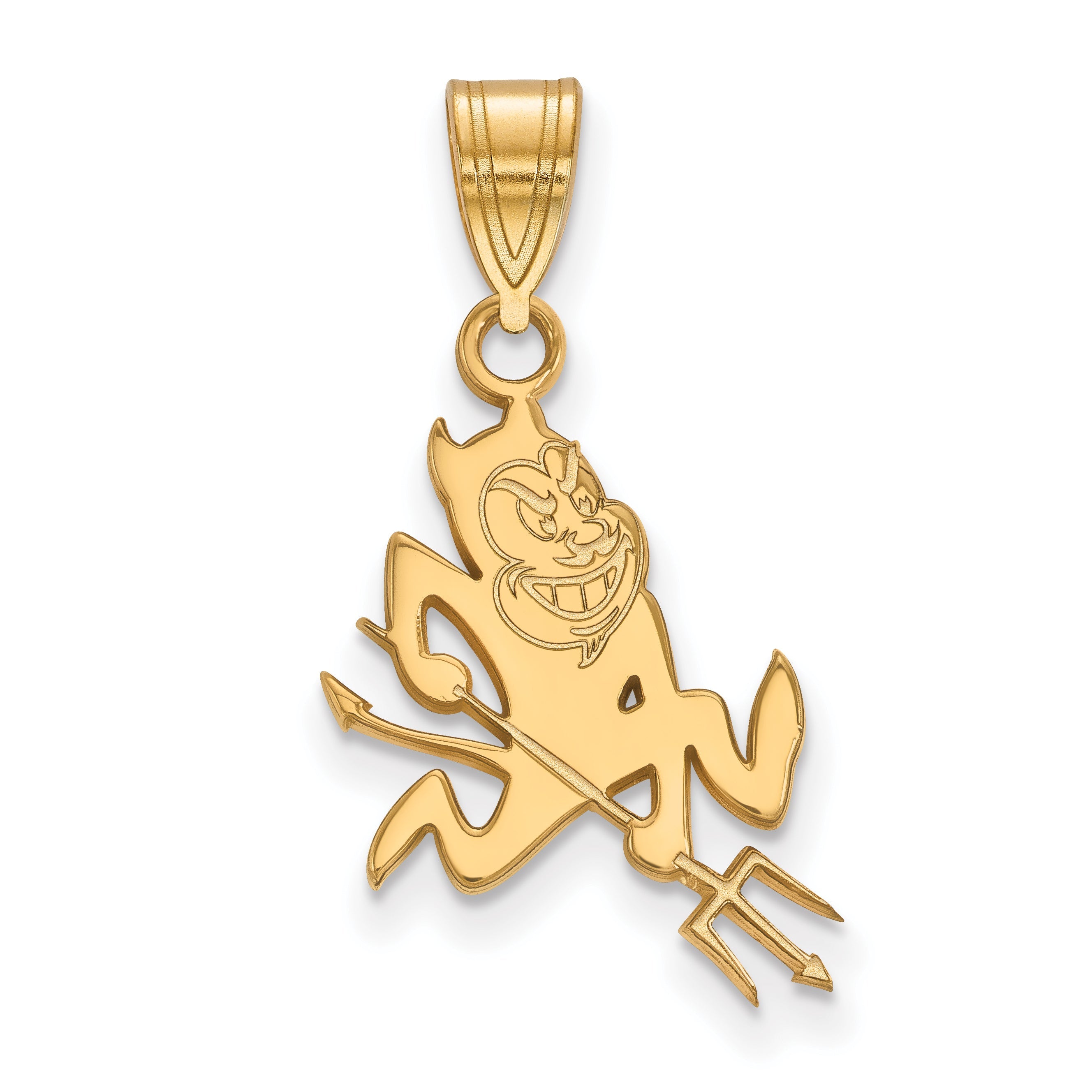 Gold Plated Sterling Silver Logoart Arizona State University Sun Devil Medium Pendant