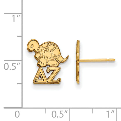 Gold Plated Sterling Silver Logoart Delta Zeta Sorority Symbol Extra Small Post Earrings