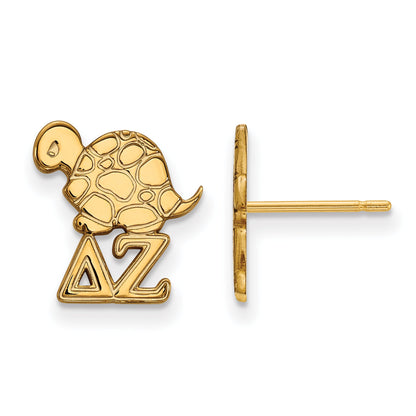 Gold Plated Sterling Silver Logoart Delta Zeta Sorority Symbol Extra Small Post Earrings