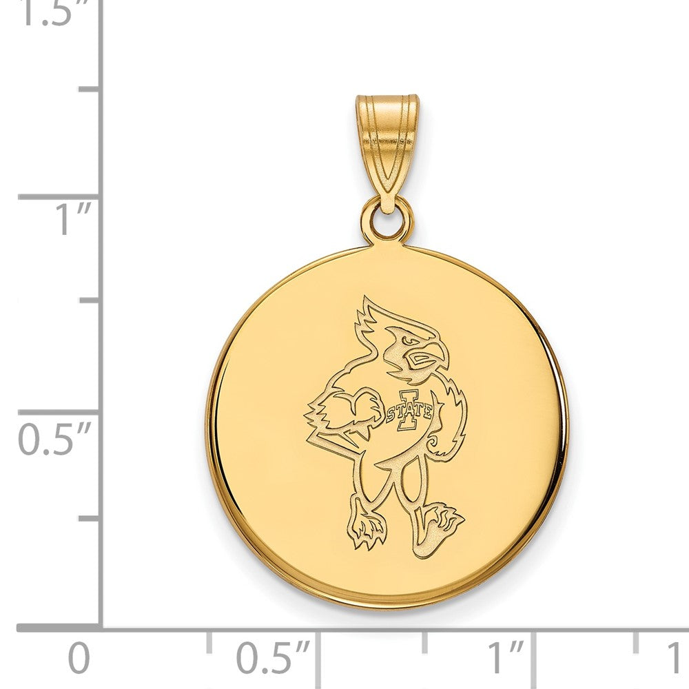 10K Yellow Gold Logoart Iowa State University Cardinal Large Disc Pendant