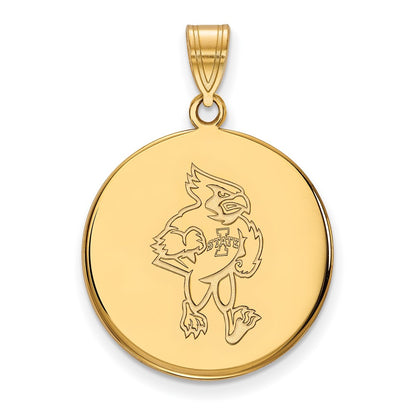 14K Yellow Gold Logoart Iowa State University Cardinal Large Disc Pendant