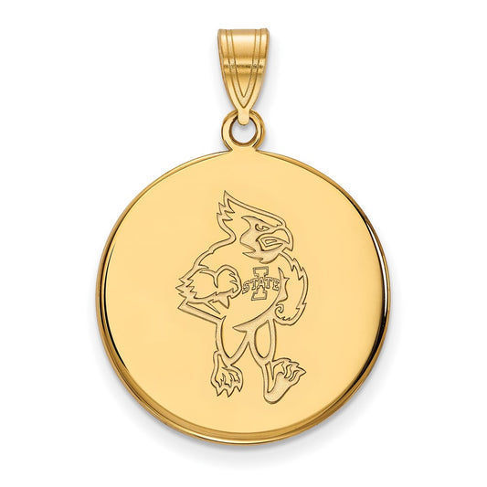 10K Yellow Gold Logoart Iowa State University Cardinal Large Disc Pendant