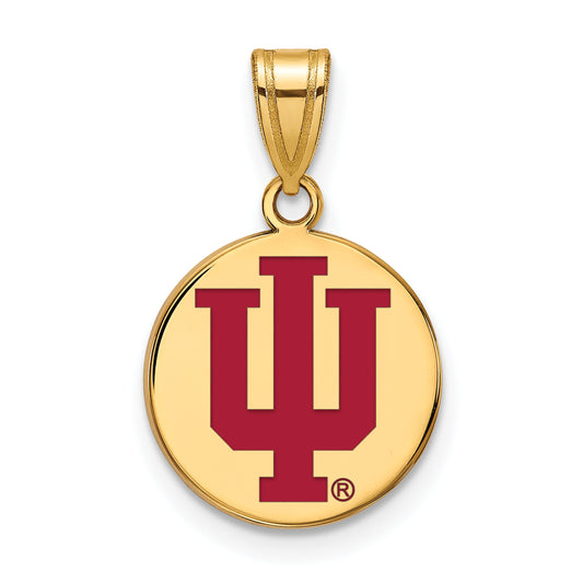 Gold Plated Sterling Silver Logoart Indiana University I U Medium Enameled Disc Pendant