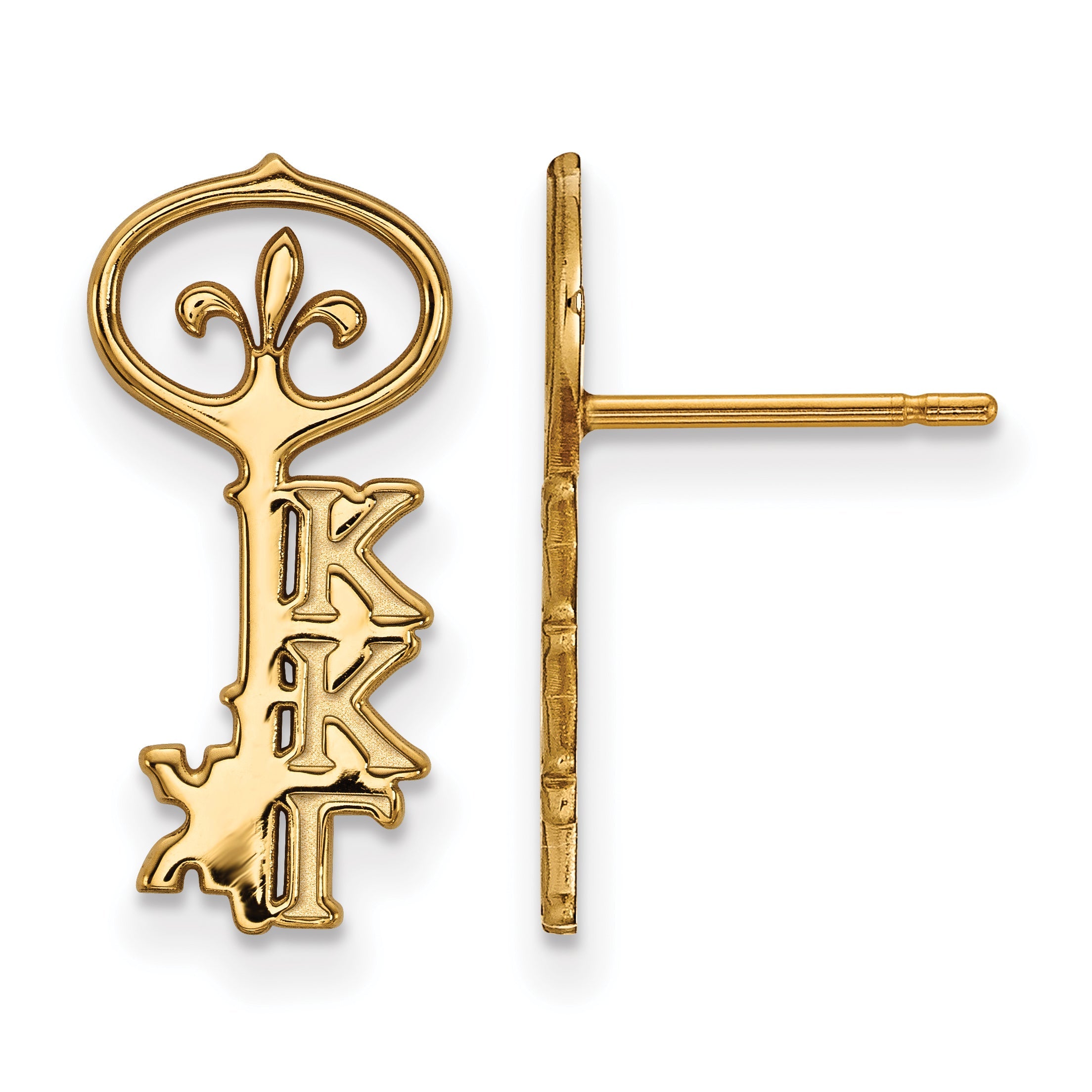 Gold Plated Sterling Silver Logoart Kappa Gamma Sorority Symbol Extra Small Post Earrings