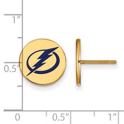 Gold Plated Sterling Silver Nhl Logoart Tampa Bay Lightning Small Enameled Disc Post Earrings