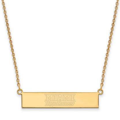Gold Plated Ss Gp Logoart Miami University Small Bar Necklace