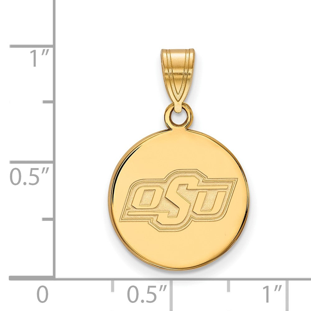 14K Yellow Gold Logoart Oklahoma State University O S U Medium Disc Pendant