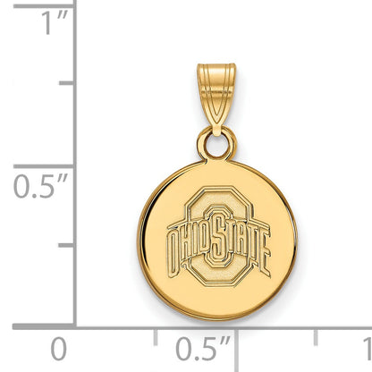 Gold Plated Sterling Silver Logoart The Ohio State University Small Disc Pendant