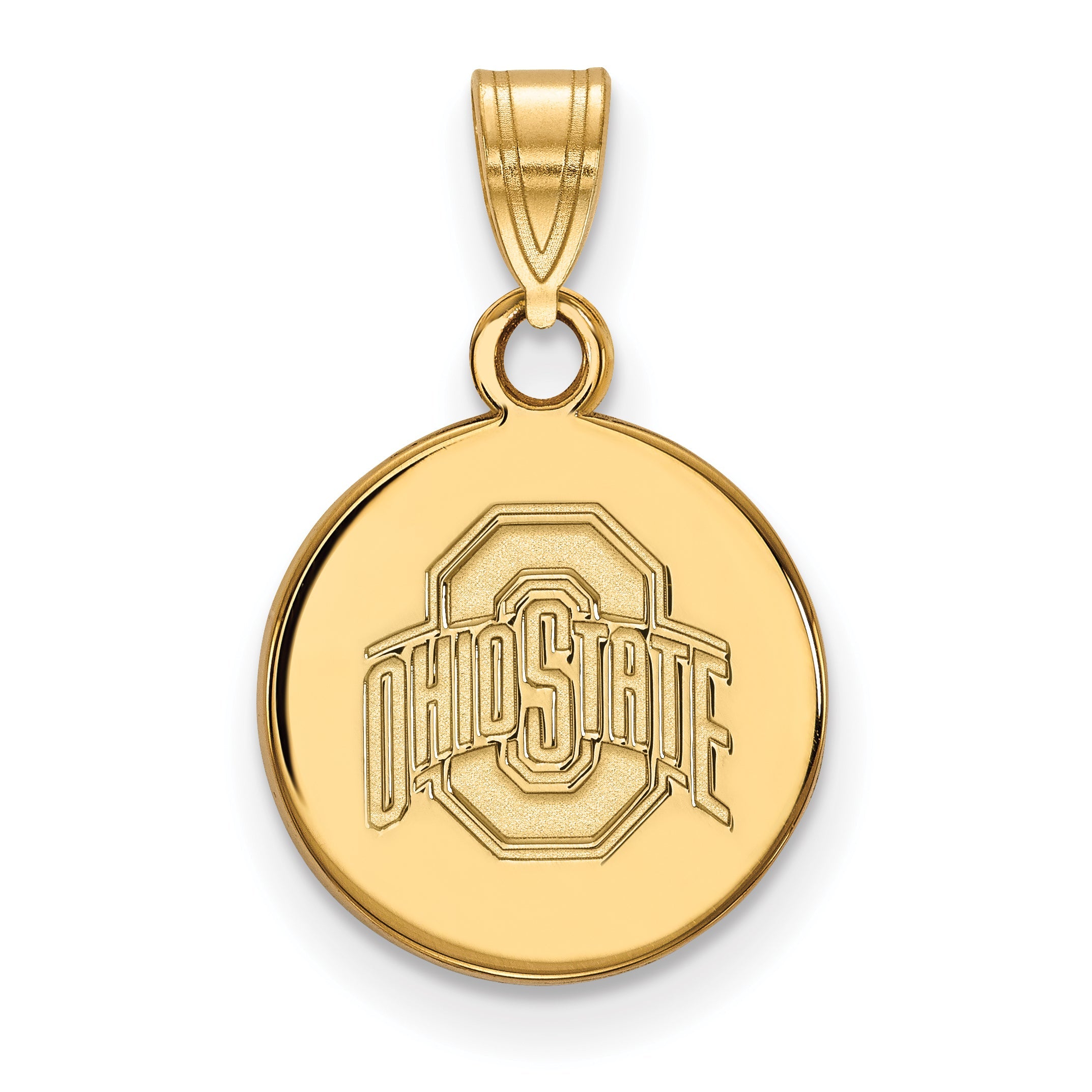 Gold Plated Sterling Silver Logoart The Ohio State University Small Disc Pendant