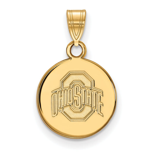 Gold Plated Sterling Silver Logoart The Ohio State University Small Disc Pendant