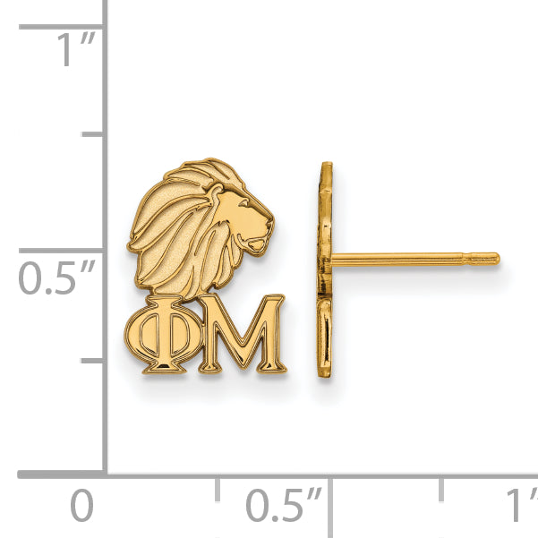 Gold Plated Sterling Silver Logoart Phi Mu Sorority Symbol Extra Small Post Earrings