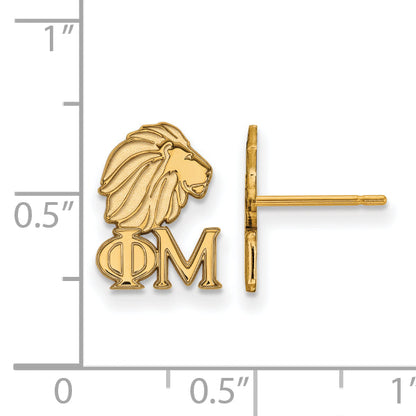Gold Plated Sterling Silver Logoart Phi Mu Sorority Symbol Extra Small Post Earrings