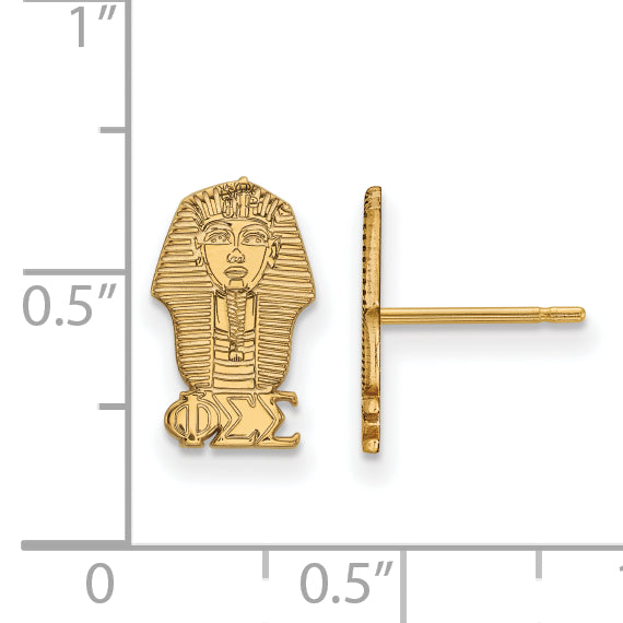 Gold Plated Sterling Silver Logoart Phi Sigma Sorority Symbol Extra Small Post Earrings