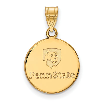 Gold Plated Sterling Silver Logoart Penn State University Medium Disc Pendant