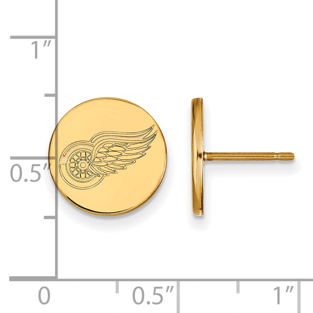 Gold Plated Sterling Silver Nhl Logoart Detroit Red Wings Small Disc Post Earrings