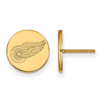 Gold Plated Sterling Silver Nhl Logoart Detroit Red Wings Small Disc Post Earrings