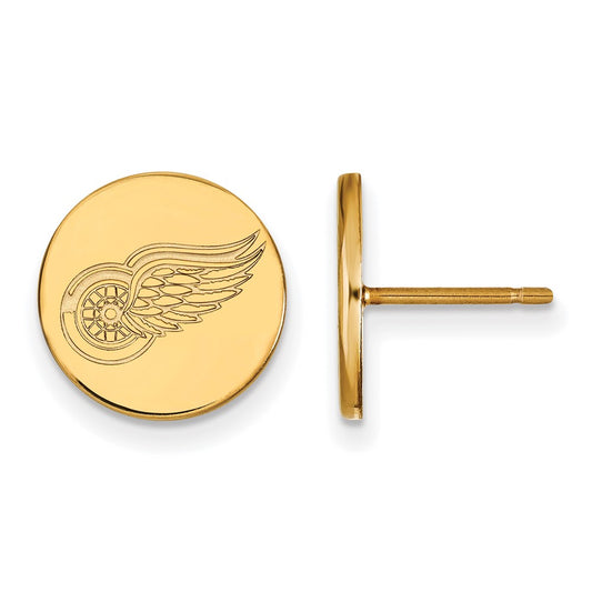 Gold Plated Sterling Silver Nhl Logoart Detroit Red Wings Small Disc Post Earrings