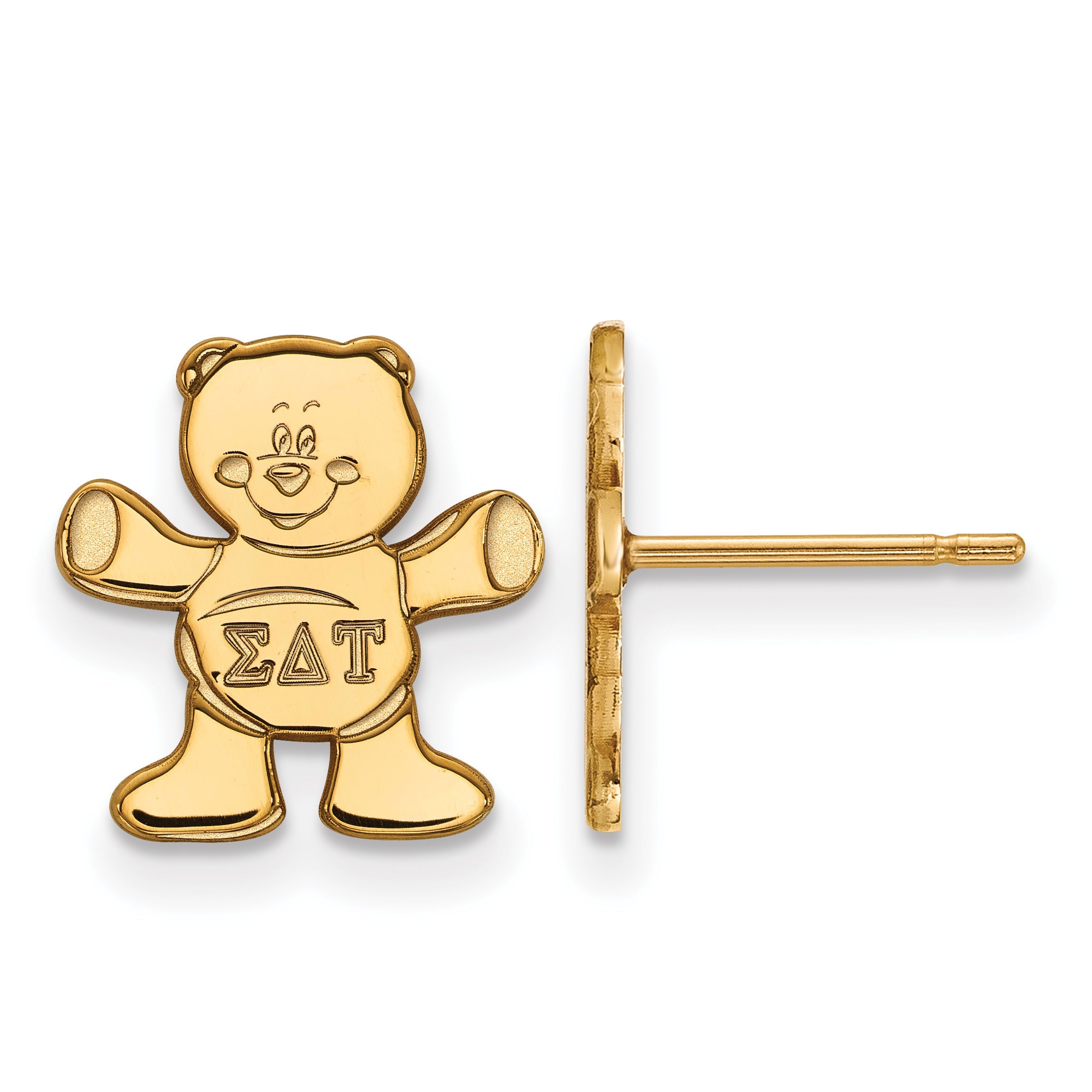 Gold Plated Sterling Silver Logoart Sigma Delta Tau Sorority Symbol Extra Small Post Earrings