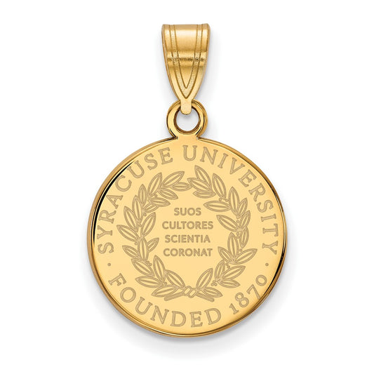Gold Plated Sterling Silver Logoart Syracuse University Medium Crest Pendant