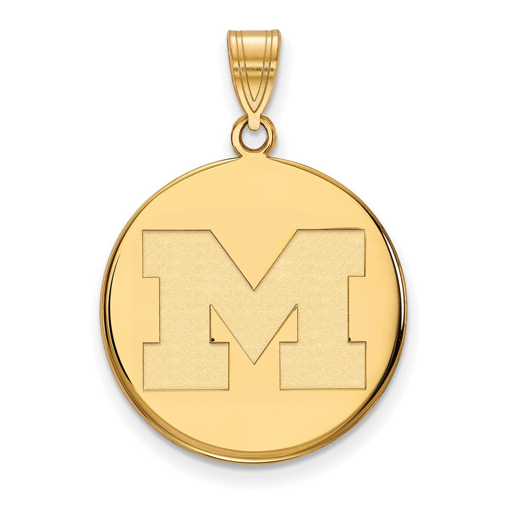 10K Yellow Gold Logoart University Of Michigan Letter M Large Disc Pendant