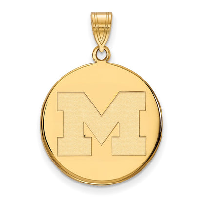 10K Yellow Gold Logoart University Of Michigan Letter M Large Disc Pendant