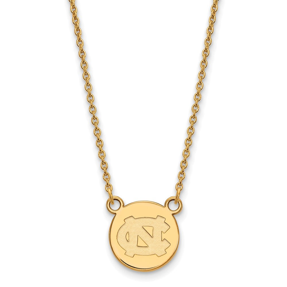 Gold Plated Sterling Silver Logoart University Of North Carolina Small Disc 18 Inch Necklace