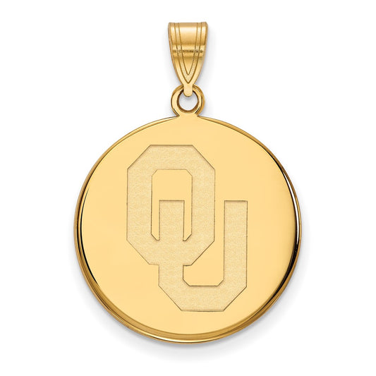10K Yellow Gold Logoart University Of Oklahoma O U Large Disc Pendant