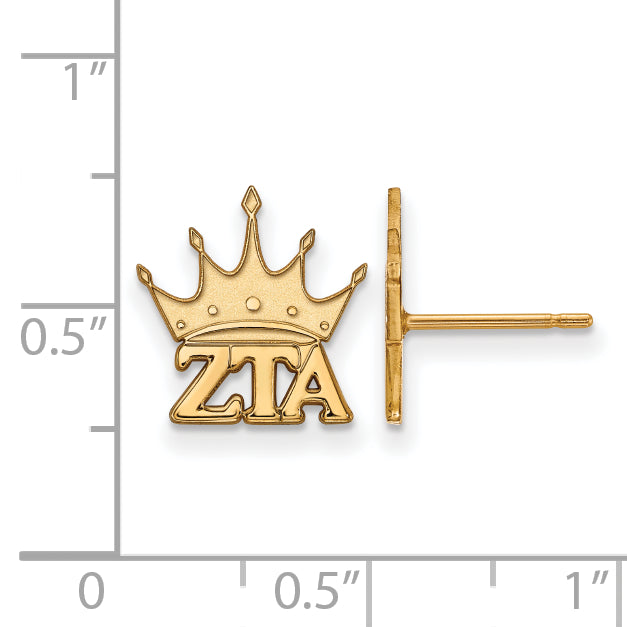 Gold Plated Sterling Silver Logoart Zeta Tau Alpha Sorority Symbol Extra Small Post Earrings