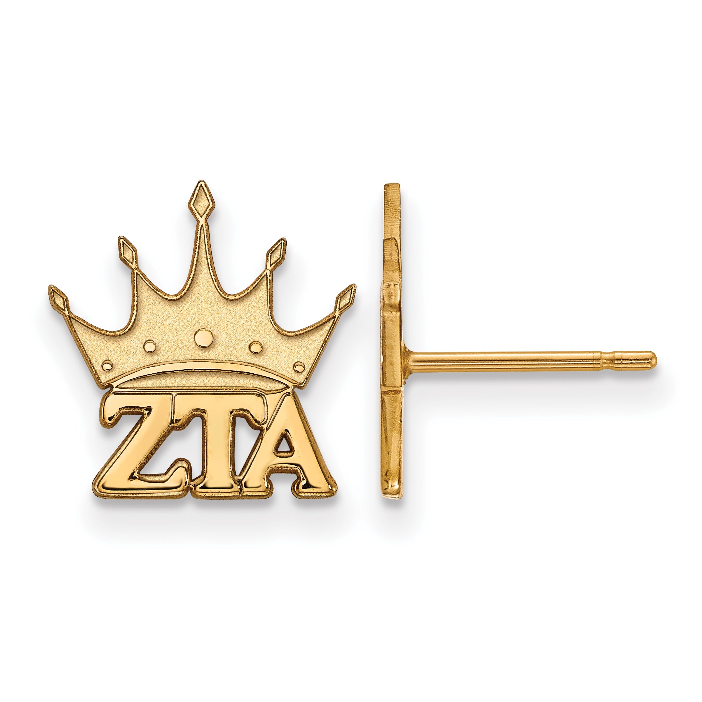Gold Plated Sterling Silver Logoart Zeta Tau Alpha Sorority Symbol Extra Small Post Earrings