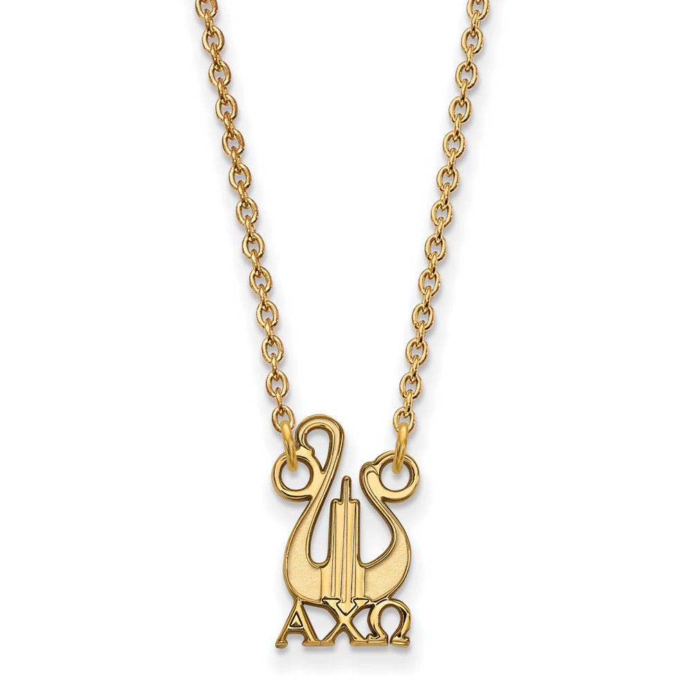 Gold Plated Sterling Silver Logoart Alpha Chi Omega Sorority Symbol Small Pendant 18 Inch Necklace