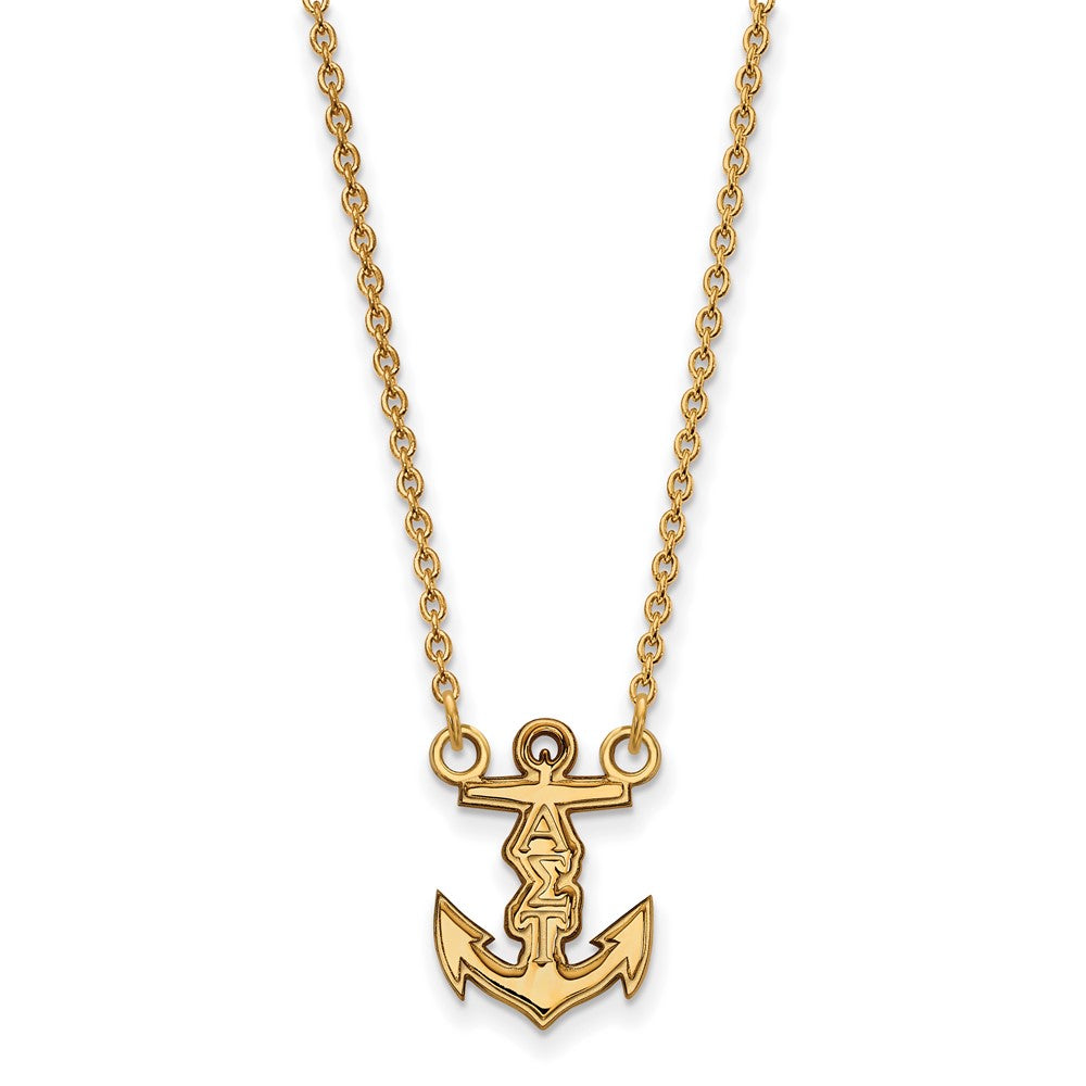 Gold Plated Sterling Silver Logoart Alpha Sigma Tau Sorority Symbol Extra Small Pendant 18 Inch Necklace