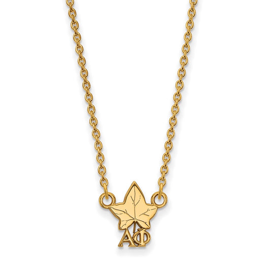 Gold Plated Sterling Silver Logoart Alpha Phi Sorority Symbol Extra Small Pendant 18 Inch Necklace