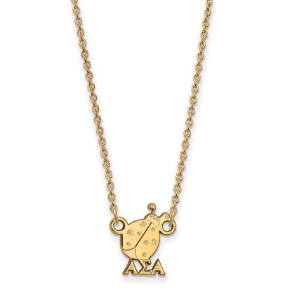 Gold Plated Sterling Silver Logoart Alpha Sigma Sorority Symbol Extra Small Pendant 18 Inch Necklace