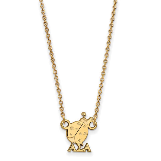 Gold Plated Sterling Silver Logoart Alpha Sigma Sorority Symbol Extra Small Pendant 18 Inch Necklace