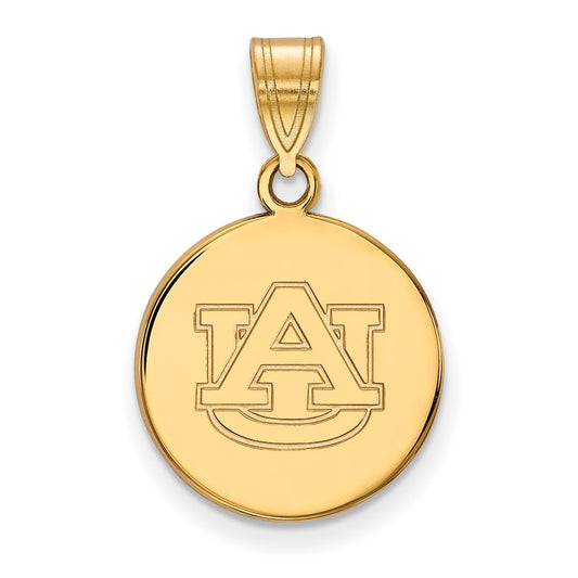 10K Yellow Gold Logoart Auburn University Medium Disc Pendant