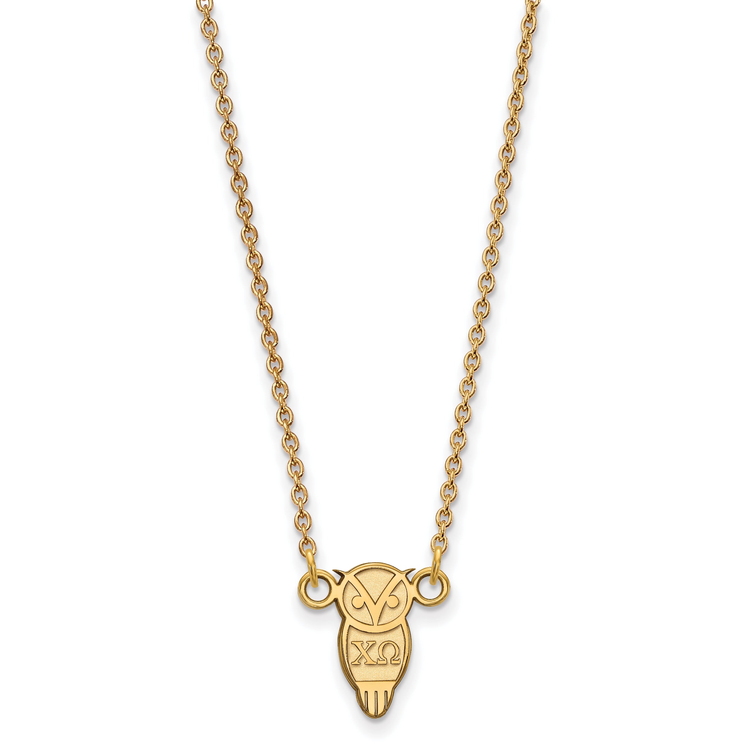 Gold Plated Sterling Silver Logoart Chi Omega Sorority Symbol Extra Small Pendant 18 Inch Necklace