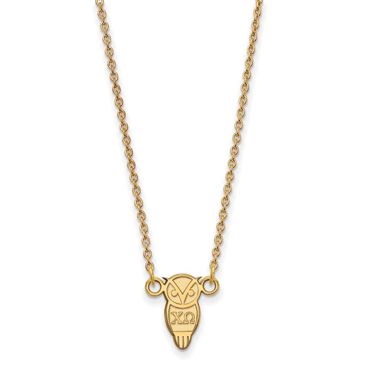 Gold Plated Sterling Silver Logoart Chi Omega Sorority Symbol Extra Small Pendant 18 Inch Necklace
